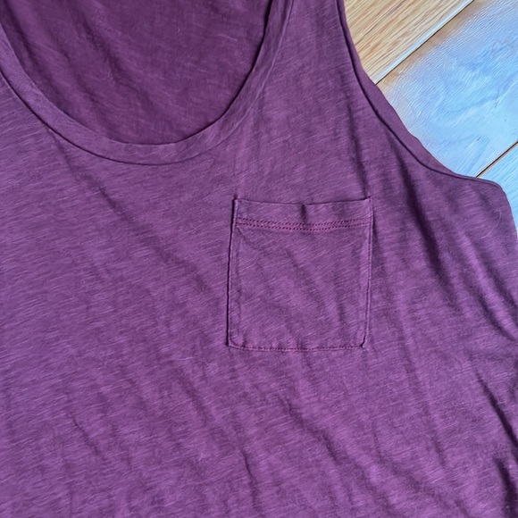 EUC Madewell Slub Knit Scoopneck Maroon pocket Tank Size M - Picture 4 of 8